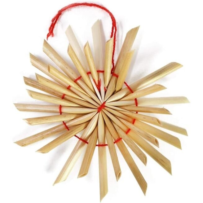 Conjunto de Estrelas de Palha de 56 Peças Enfeites de Árvore de Natal Pingentes de Palha para a Árvore de Natal Enfeites de Árvore de Natal