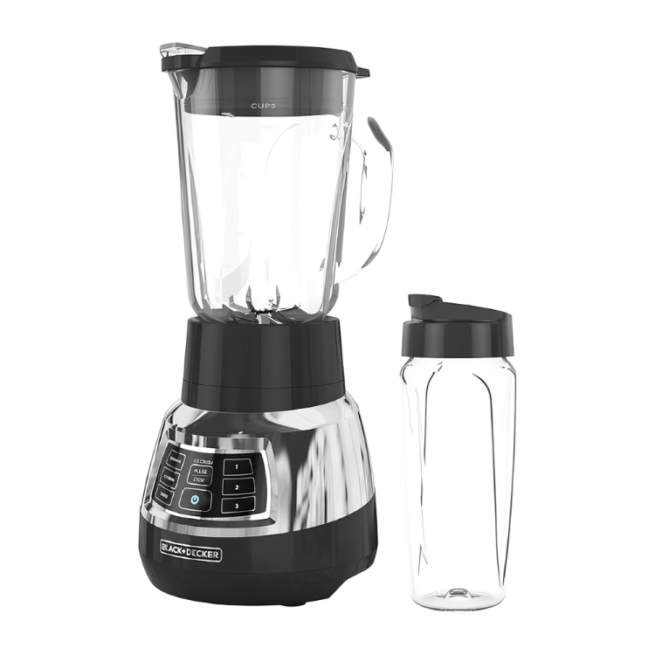 Liquidificador digital BLACK + DECKER PowerCrush com tecnologia silenciosa, aço inoxidável