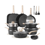 Carote ® | Conjunto Antiaderente de 10 a 35 Peças – Granito Branco ou Preto Clássico