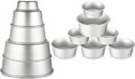12 Peças set Alumínio Round Cake Pans Bakeware Sets com 4 polegadas, 6 polegadas, 8 polegadas, 9 polegadas, 10 polegadas
