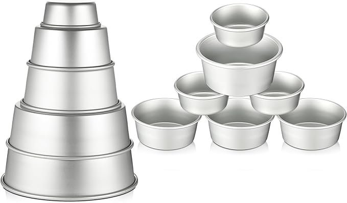 12 Peças set Alumínio Round Cake Pans Bakeware Sets com 4 polegadas, 6 polegadas, 8 polegadas, 9 polegadas, 10 polegadas