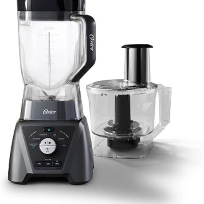 Oster Combo de liquidificador e processador de alimentos com 3 configurações para smoothies, shakes e picar alimentos