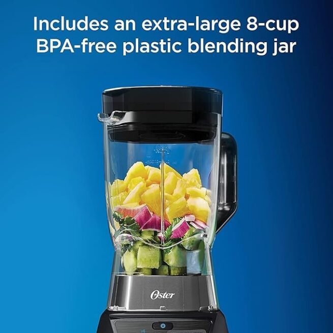 Oster Combo de liquidificador e processador de alimentos com 3 configurações para smoothies, shakes e picar alimentos