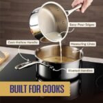 LEGEND COOKWARE Conjunto de panelas de aço inoxidável | 5 camadas, 14 peças, indução, não tóxico, seguro para forno | Melhor 18/8 totalmente revestido