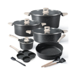 Carote ® | Conjunto Antiaderente de 10 a 35 Peças – Granito Branco ou Preto Clássico