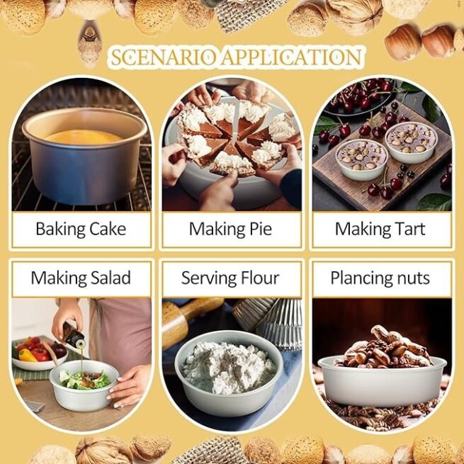 12 Peças set Alumínio Round Cake Pans Bakeware Sets com 4 polegadas, 6 polegadas, 8 polegadas, 9 polegadas, 10 polegadas