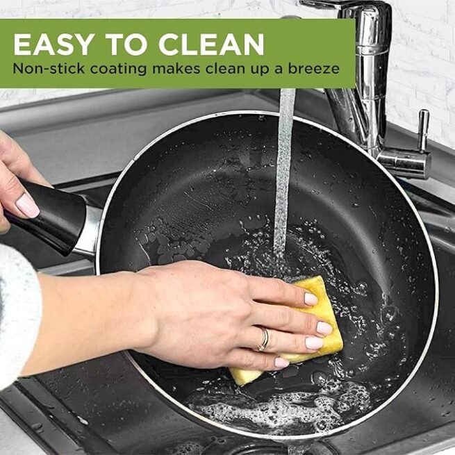 Ecolution Conjunto de panelas antiaderentes de cerâmica Preto