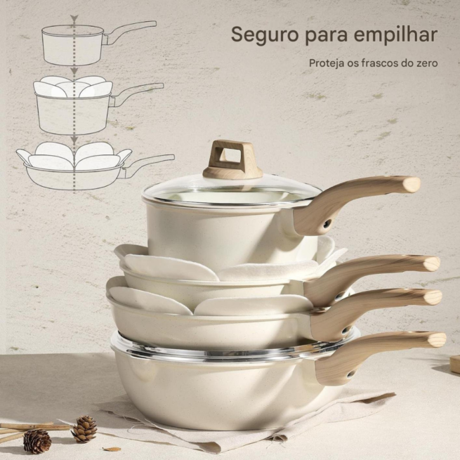 CAROTE Conjunto de 21 panelas e frigideira antiaderente