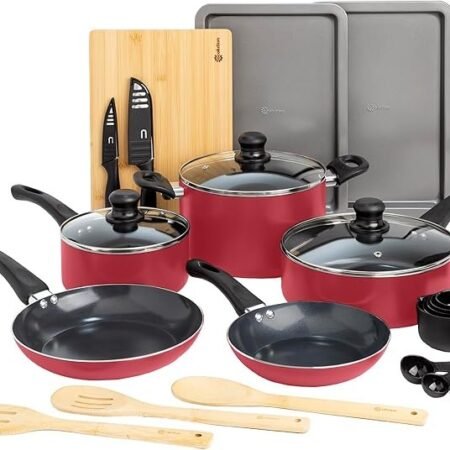 Ecolution Conjunto de panelas antiaderentes de cerâmica fácil de limpar