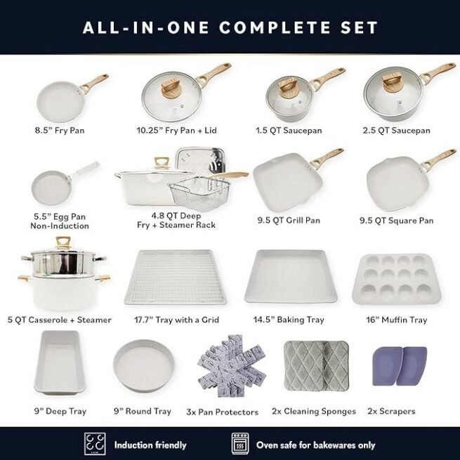 Home Hero Conjunto de panelas e frigideiras antiaderentes Creme